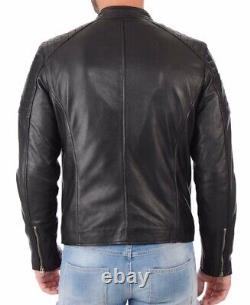 Nouveau Veste En Cuir Véritable Pour Hommes Biker Style Moto Slim Fit Jacket Az599