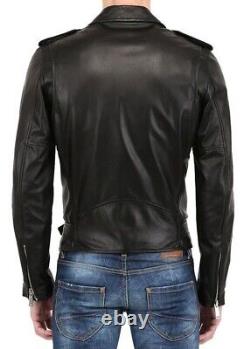 Nouveau Veste En Cuir Véritable Pour Hommes Biker Style Moto Slim Fit Jacket Az658