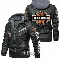 Nouvelle veste à capuche en cuir de vachette authentique pour homme Harley-Davidson pour motards