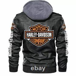 Nouvelle veste à capuche en cuir de vachette authentique pour homme Harley-Davidson pour motards