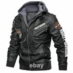 Nouvelle veste à capuche en cuir de vachette authentique pour homme Harley-Davidson pour motards