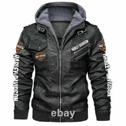 Nouvelle veste à capuche en cuir de vachette authentique pour homme Harley-Davidson pour motards