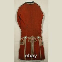 Nouvelle veste en laine rouge, faite à la main, avec liseré britannique de hussard noir sur le revers militaire.