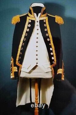 Nouvelle veste militaire historique à boutons rapides de capitaine de la Royal Navy britannique pour hommes.