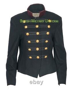 Nouvelle veste militaire style années 1980 pour hommes, faite sur mesure, en laine noire. Livraison accélérée.