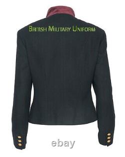 Nouvelle veste militaire style années 1980 pour hommes, faite sur mesure, en laine noire. Livraison accélérée.