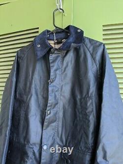 Nwt Barbour Classic Made In England Bedale Waxed Cotton Jacket Manteau Marine Taille 38