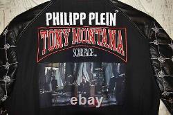 Philipp Plein Tony Montana Scarface Brodée Veste De Manches En Cuir Véritable