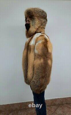 Red Fox Fourrure Homme Veste À Capuchon Taille 2xl Real Genuine 100% Naturel Nouveau