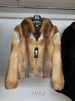 Rouge Fox Fur Jacket Homme Taille De Manteau 2xl Real Véritable 100% Naturel Nouveau