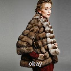 Sable Fur Coat Chinchilla Fur Collar Zibeline Sobol Barguzinsky Made In Europe