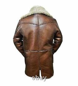 Tom Hardy Bane Dark Knight Rises Real Leather Faux Fur Coat Jacket Pour Hommes