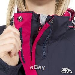 Trespass Florissant Womens Waterproof Jacket Manteau De Pluie Bleu Marine Avec Capuche