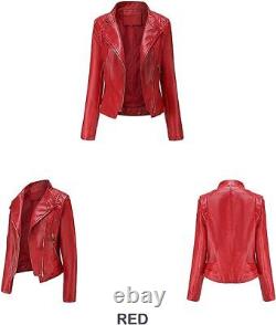 Véritable veste en cuir rouge pour femme en cuir d'agneau souple, veste de moto pour femme