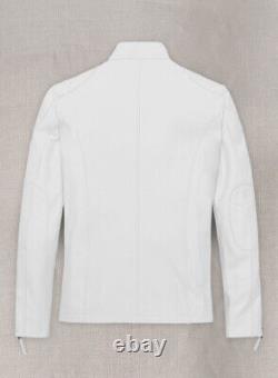 Veste En Cuir Blanc De Style Ss 100% Cuir Véritable