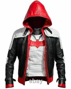 Veste En Cuir De Capuche Rouge & Veste Batman Arkham Knight Costume De Jeu