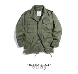 Veste M65 décontractée vintage pour hommes en vert armée militaire