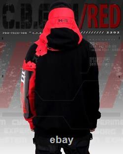 Veste Rouge de Techwear pour Hommes Pull à Capuche en Polaire Robuste Holygrail C. B. G-01/RED