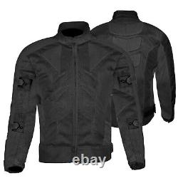 Veste d'armure textile imperméable noire pour moto ventée d'été
