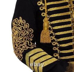 Veste de hussard pour homme, uniforme militaire napoléonien, tunique, pelisse, veste Jimi Hendrix