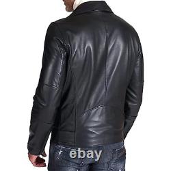 Veste de motard en cuir noir Brando pour homme en cuir véritable