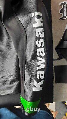 Veste de moto de course en cuir de vachette pour hommes Kawasaki Ninja