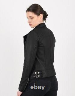 Veste en cuir d'agneau pour femme Véritable veste en cuir souple pour moto - CW361