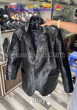 Veste en cuir de crocodile véritable pour homme - Veste de luxe sur mesure faite à la main