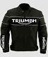 Veste En Cuir Noir De Moto De Course Triumph Avec Protection D'armure Pour Hommes, Approuvée Ce.