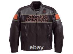 Veste en cuir noire pour motards Harley Davidson pour hommes