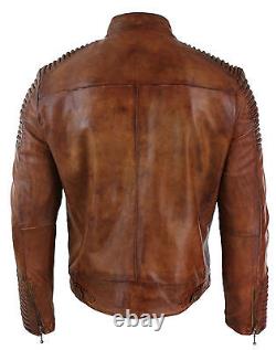 Veste en cuir vintage marron pour motard de café racer antique de style MC