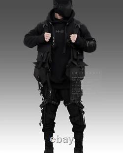Veste noire en polaire à capuche pour homme Techwear Holygrail H.G.V.T-01/BLK