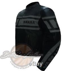 Yamaha 0120 Moto Moto Biker Racing Real Veste En Cuir Gris Coat